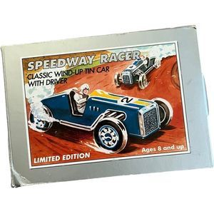 Schylling Speedway Racer Classic Tin Car Driver #2 Blue Original BOX Vintage